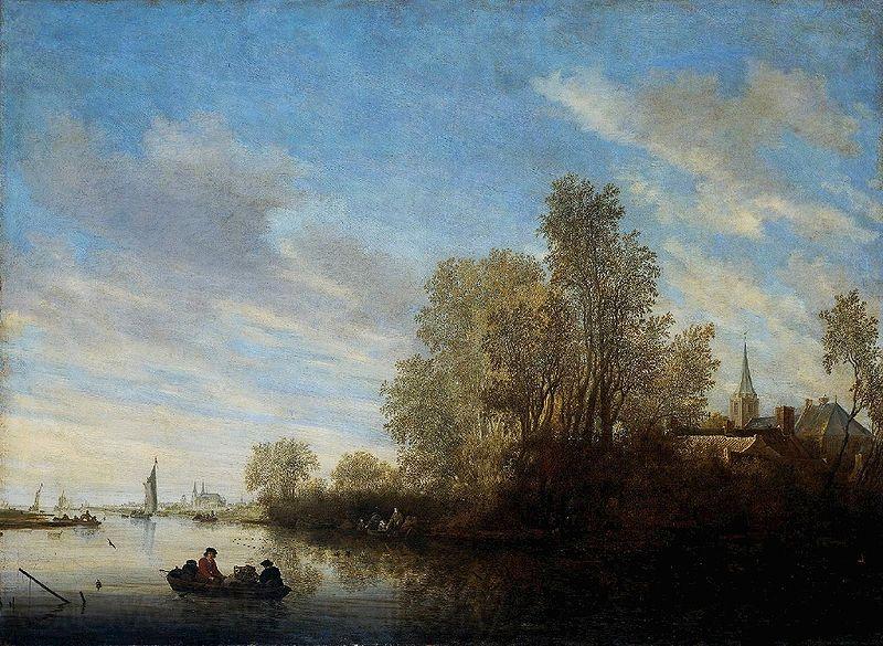 Salomon van Ruysdael River View near Deventer. Spain oil painting art